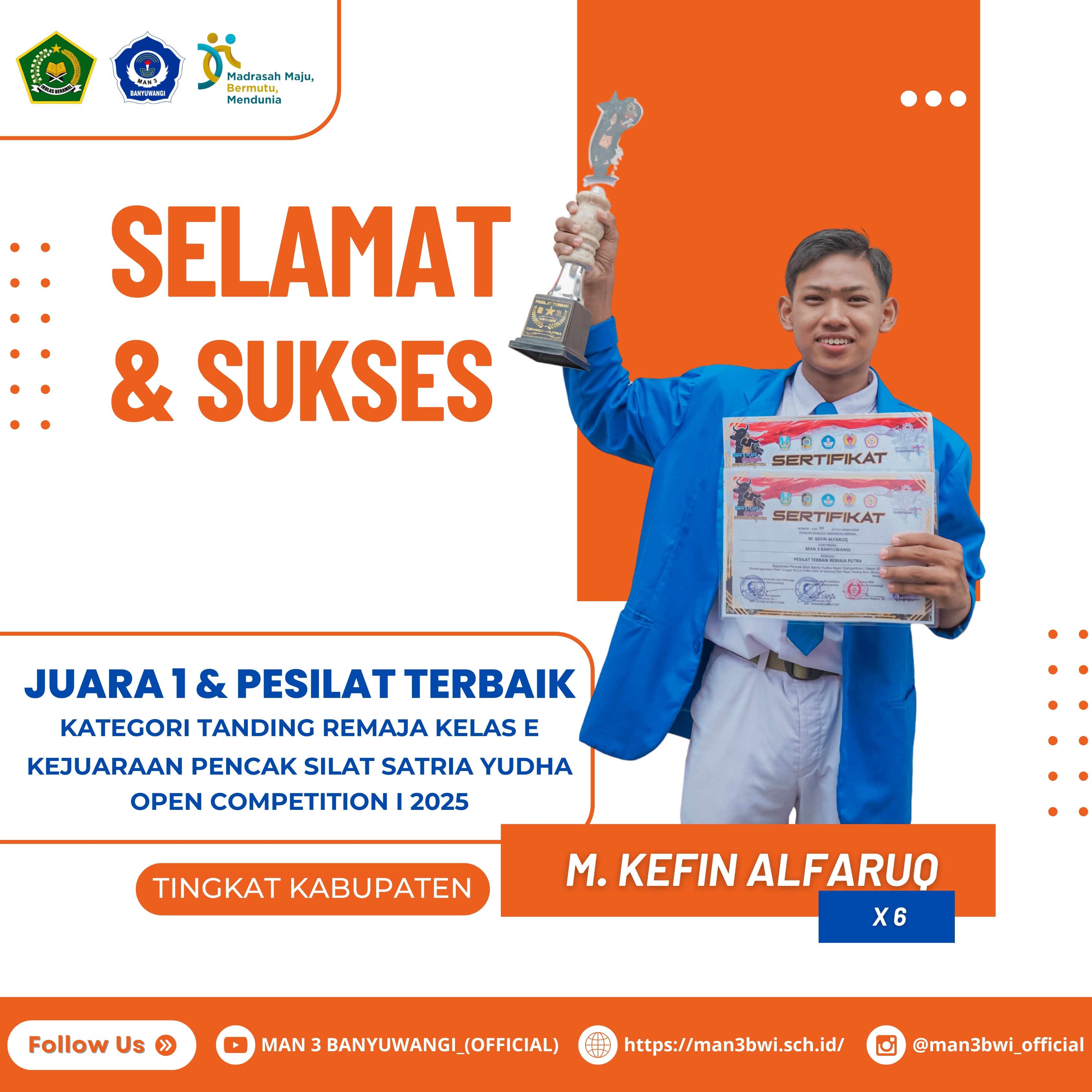 JUARA 1 DAN PESILAT TERBAIK KEJUARAAN PECAK SILAT SATRIA YUDHA OPEN COMPETITION I 2025